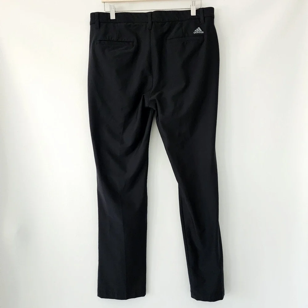Adidas‎ black flat front golf athletic pants mens size 34x32